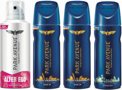 

Park Avenue 1 Alter Ego & 2 Good Morning & 1 Hero Body Spray - For Men(520 ml, Pack of 4)