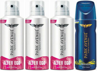 

Park Avenue 3 Alter Ego & 1 Tranquil Body Spray - For Men(520 ml, Pack of 4)