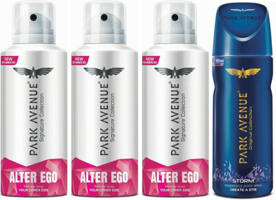 

Park Avenue 3 Alter Ego & 1 Storm Body Spray - For Men(520 ml, Pack of 4)