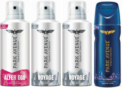 

Park Avenue 1 Alter Ego & 2 Voyage & 1 Storm Body Spray - For Men(520 ml, Pack of 4)