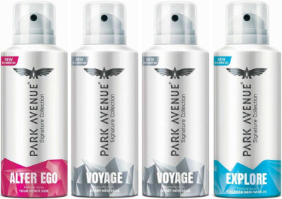 

Park Avenue 1 Alter Ego & 2 Voyage & 1 Explore Body Spray - For Men(520 ml, Pack of 4)