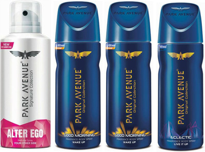 

Park Avenue 1 Alter Ego & 2 Good Morning & 1 Eclectic Body Spray - For Men(520 ml, Pack of 4)