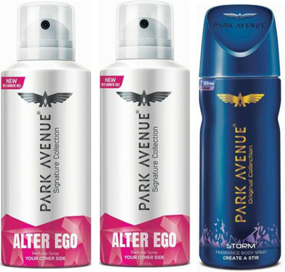 

Park Avenue 2 Alter Ego & 1 Storm Body Spray - For Men(390 ml, Pack of 3)