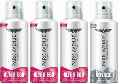 

Park Avenue 3 Alter Ego & 1 Voyage Body Spray - For Men(520 ml, Pack of 4)