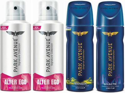 

Park Avenue 2 Alter Ego & 1 Tranquil & 1 Eclectic Body Spray - For Men(520 ml, Pack of 4)
