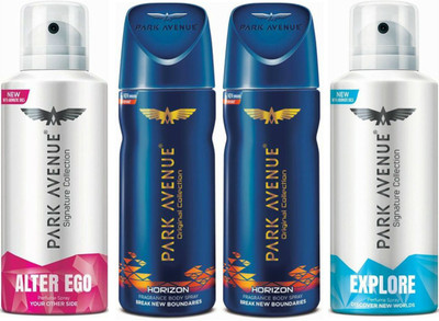 

Park Avenue 1 Alter Ego & 2 Horizon & 1 Explore Body Spray - For Men(520 ml, Pack of 4)