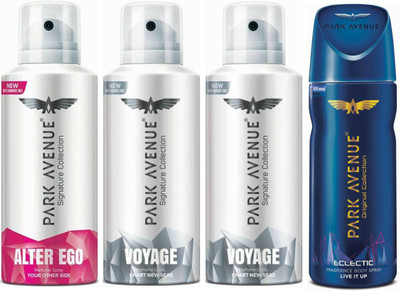 

Park Avenue 1 Alter Ego & 2 Voyage & 1 Eclectic Body Spray - For Men(520 ml, Pack of 4)