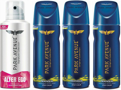 

Park Avenue 1 Alter Ego & 3 Tranquil Body Spray - For Men(520 ml, Pack of 4)