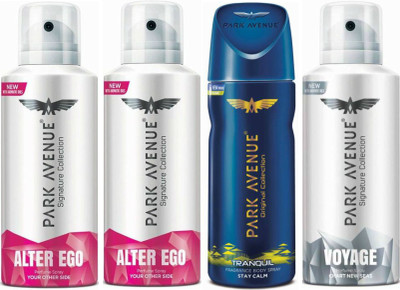 

Park Avenue 2 Alter Ego & 1 Tranquil & 1 Voyage Body Spray - For Men(520 ml, Pack of 4)
