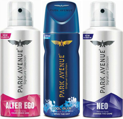 

Park Avenue 1 Alter Ego & 1 Cool Blue & 1 Neo Body Spray - For Men(390 ml, Pack of 3)
