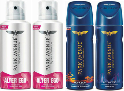 

Park Avenue 2 Alter Ego & 1 Horizon & 1 Eclectic Body Spray - For Men(520 ml, Pack of 4)