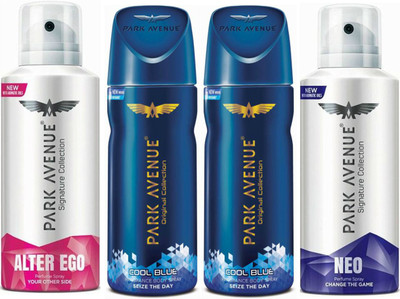 

Park Avenue 1 Alter Ego & 2 Cool Blue & 1 Neo Body Spray - For Men(520 ml, Pack of 4)