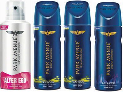 

Park Avenue 1 Alter Ego & 2 Tranquil & 1 Eclectic Body Spray - For Men(520 ml, Pack of 4)