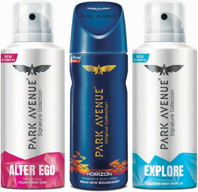 

Park Avenue 1 Alter Ego & 1 Horizon & 1 Explore Body Spray - For Men(390 ml, Pack of 3)