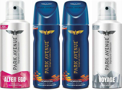 

Park Avenue 1 Alter Ego & 2 Horizon & 1 Voyage Body Spray - For Men(520 ml, Pack of 4)