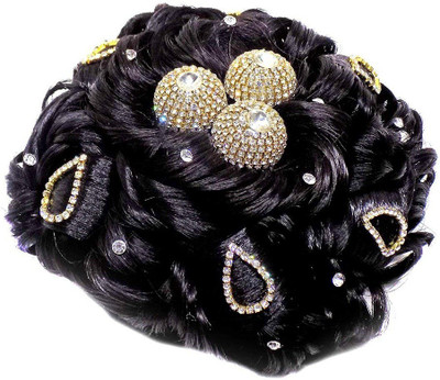 

INAAYA New Designer Bridal Wedding Hair Juda Accessories For Women Use, Black Bun(Black)