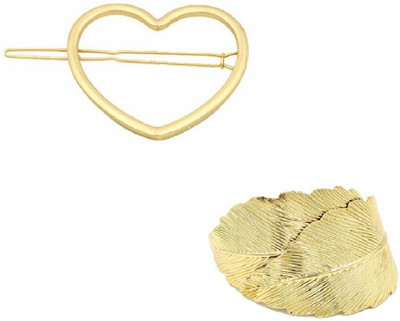Aaishwarya Autumn Leaf & Heart Hair Pin /Hair Clip Combo For Women/Girls Hair Clip(Gold)
