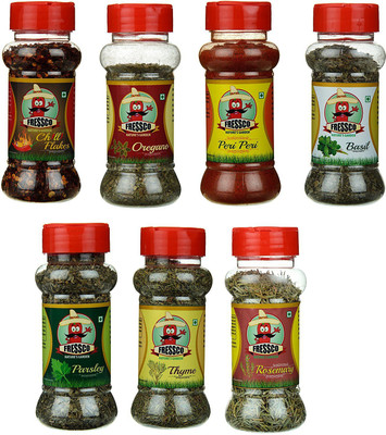 

Fressco Fressco: Chilli Flakes, Oregano, Peri Peri, Basil, Parsley, Thyme and Rosemary, 275 Grams (Combo of 7)(275 g)