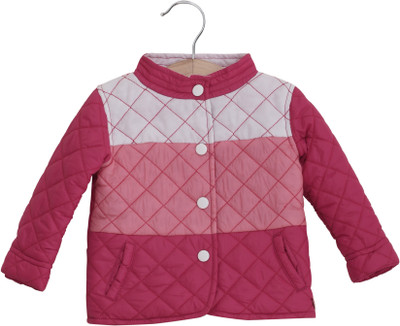 

UFO Full Sleeve Self Design Baby Girls Jacket, Pink/white