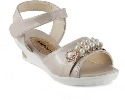 

KITTENS Girls Velcro Wedges(Beige