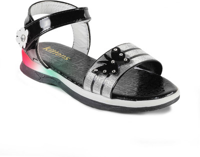 KITTENS Girls Velcro Strappy Sandals(Black