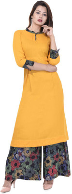 Yash Gallery Women Solid A-line Kurta(Black)