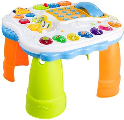 

IndusBay Musical Activity Table, Fun Intelligent Learning Center for infants toddlers + Music Lights + Multi-skill Educational Toy(Multicolor)