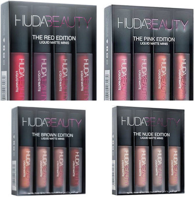 

Huda Beauty Liquid Matte Lipstick Red, Pink, Brown & Nude Edition(Red, Pink, Brown, Nude)