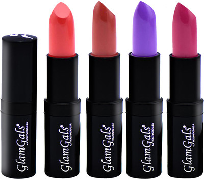 

GlamGals SOFT AND BRIGHT LIP QUATRO COMBO(Rusty Brown, Purple, Pink Punch, Vermillion Orange)