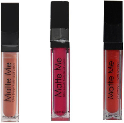 

Makeup Fever Matte Me ultra Smooth Liquid Lipstick pack of 3 (Very Nude,Lotus,Pure red)(Multiple, 18 ml)