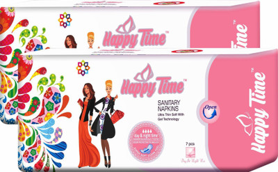 

Happy Time 280 Maxi Sanitary Pads (7 pcs) X 2 Pkts Sanitary Pad(Pack of 14)
