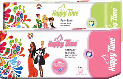 

Happy Time Combo 280 Maxi (7pcs) Sanitary Pads & Panty Liner (25pcs) Sanitary Pad(Pack of 31)