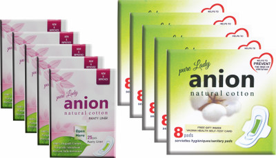 

Happy Time Combo "Pure Anion" Sanitary Pad (8 pads) X 5 pkts & "Pure Anion" Panty Liner (25 PL) X 5 pkts" Sanitary Pad(Pack of 165)