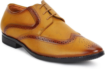 

BUWCH Men Formal Brogue Shoe Derby For Men(Tan, Khaki