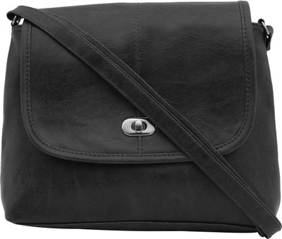 

capreo Women Casual Black PU Sling Bag