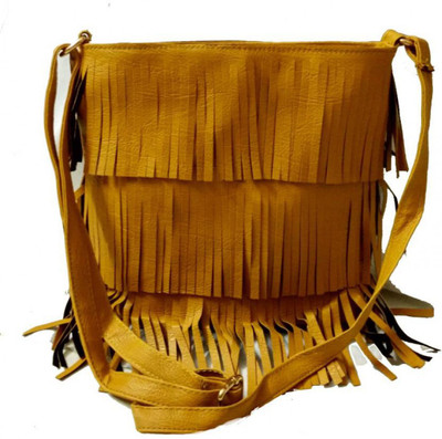 

Divu Collections Women Casual Yellow PU Sling Bag