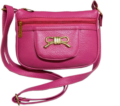 

VeePlay Girls Casual Pink Leatherette Sling Bag