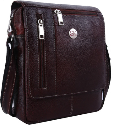 

SK TRADER Men & Women Formal Brown Genuine Leather Sling Bag
