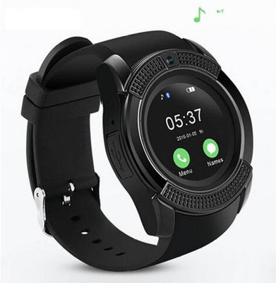 

Kwitech V8 Round Bluetooth Smartwatch with SIM Card Slot with Pedometer Sleep-Monitoring Smart-Notification Micro-SD Card Anti lost Smartwatch Smartwatch(Black Strap Free Size)