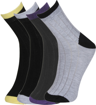 calzino Men & Women Self Design, Woven, Solid Ankle Length(Pack of 4)