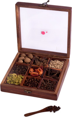 

looms & weaves Gift Box - Wooden Spice Box with 9 different spices(25 g)