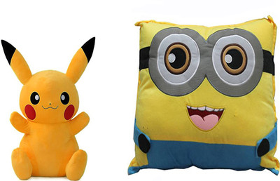 

Marchie's Combo of pikachu soft toy (17 cm) and Minion pillow Stuffed plus for kid/ Birthday gift for kid (45 cm) - 45 cm(Multicolor)