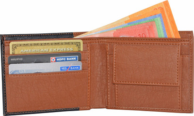 

Accezory Men Black Artificial Leather Wallet(3 Card Slots), Black-tan