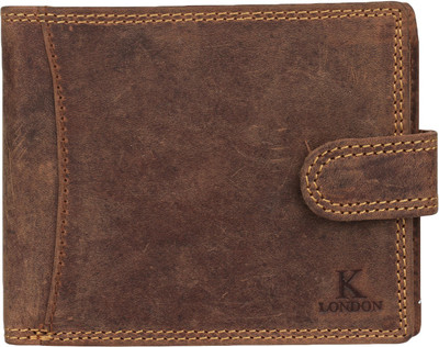 

K London Men Brown Genuine Leather Wallet(8 Card Slots)