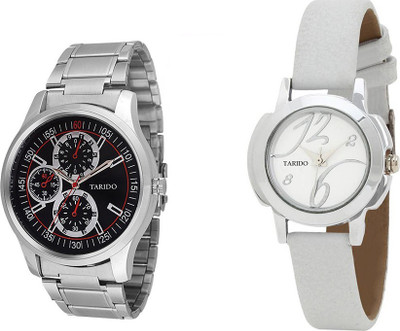 

Tarido TD1030SM01-TD2221SL03 NewExclusive Lovely Couple combo watches for Best Couples in White color belt & Silver Stainless Steel chain Watch - For Couple