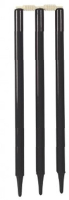 

QUINERGYS ™ Heavy Duty Fine Quality Wood Natural Color Cricket Stumps with Bails(Black)