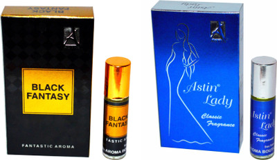 Astin Black Fantasy and Blue Lady UAE Edition Perfume - 12 ml(For Men & Women)