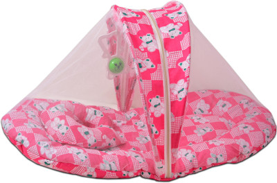 

No Kidding New Born baby bedding set with protective mosquito net, cute pillow and folding velvet mattress, Standard Crib Standard Crib(Fabric, Green)
