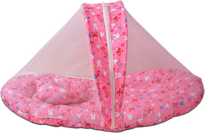 

No Kidding New Born baby bedding set with protective mosquito net, cute pillow and folding velvet mattress, Standard Crib Standard Crib(Fabric, Dark Pink)