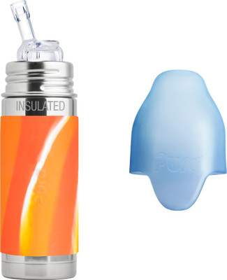 

Pura 9 oz Insulated Stainless Steel Bottle with Silicone Straw - 260 ml(Orange Swirl)